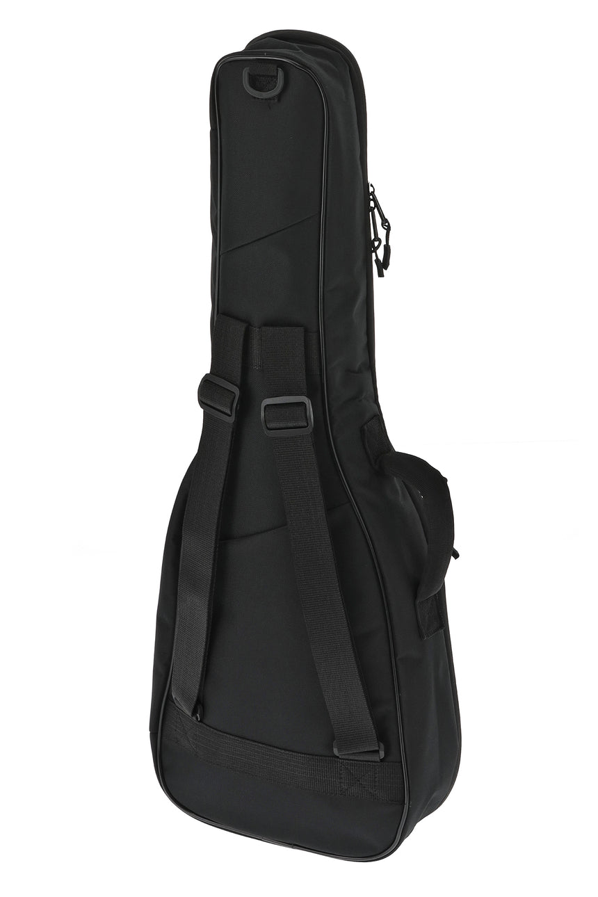 GEWA Basic 5 Konzertgitarrentasche, Größe 1/4–1/8, schwarz – schräg von hinten rechts.