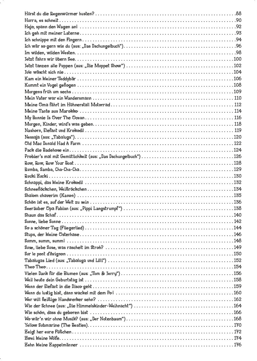 Continuation of the contents page, listing songs 51–100 and page numbers.
