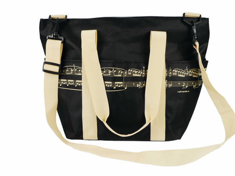 Agifty B 3034 Pro Musica shoulder bag in black and cream, side view with shoulder strap