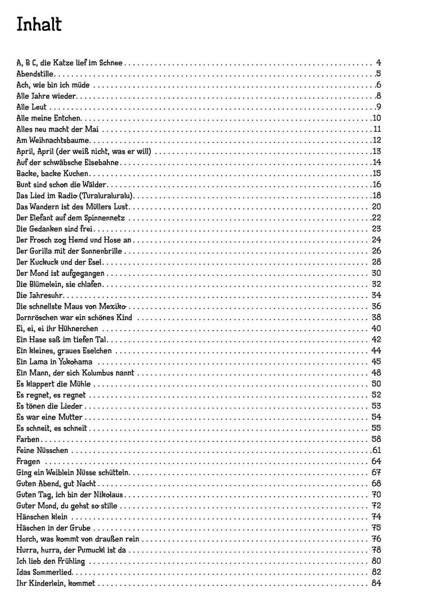100 children's songs for ukulele, volume 2 BOE7964 – first contents page