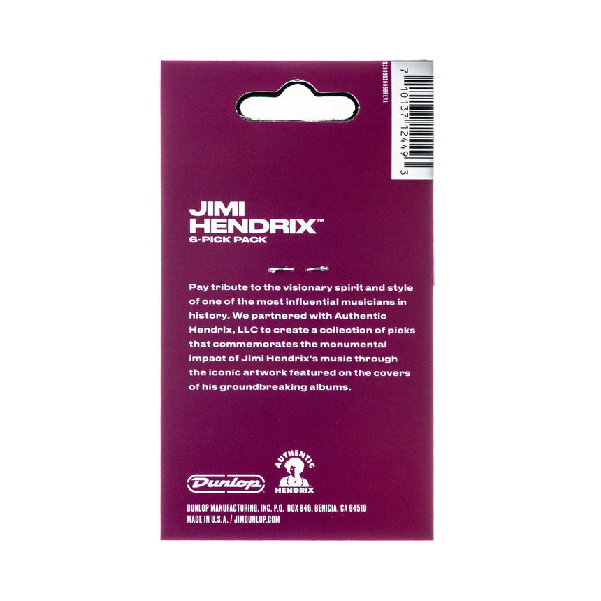 Dunlop JHP01M, Are You Experienced, Medium, lot de six – dos de l’emballage du lot de six Medium