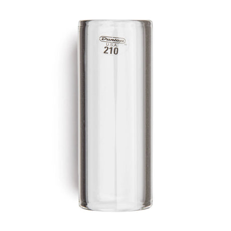 Dunlop 210 Glass Medium Wall Medium Slide, verre transparent, modèle 210 – vue complète verticale sur fond blanc avec marquage 210
