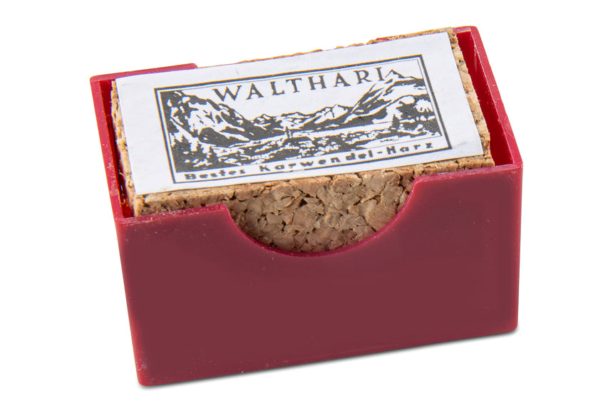 Walthari Karwendel violin rosin in cork sleeve and red case