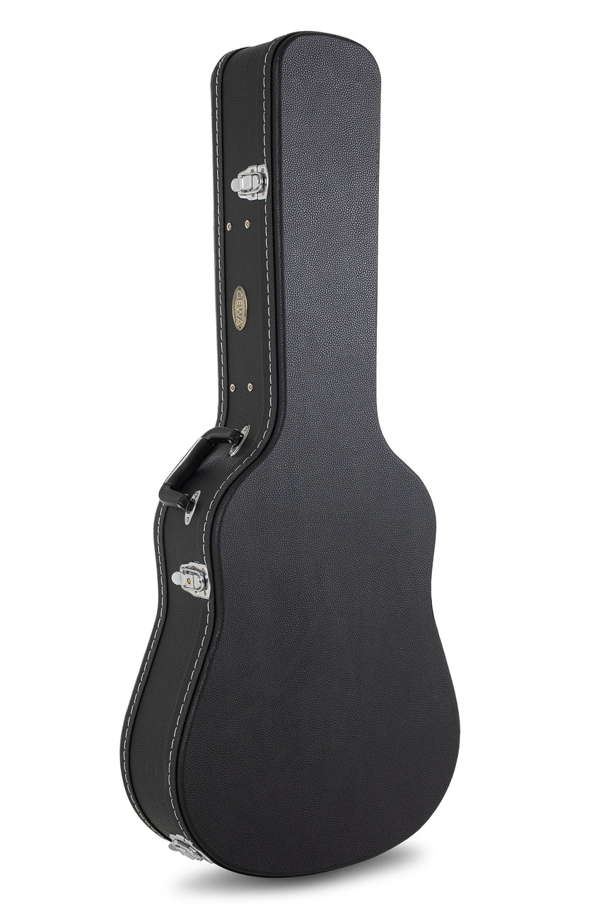 Étui GEWA Flat Top Economy pour guitare acoustique 523.110, noir – étui fermé en position verticale