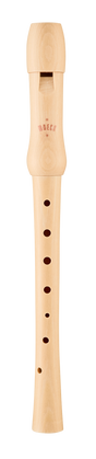 Moeck 1250 school soprano recorder in natural maple – full front view