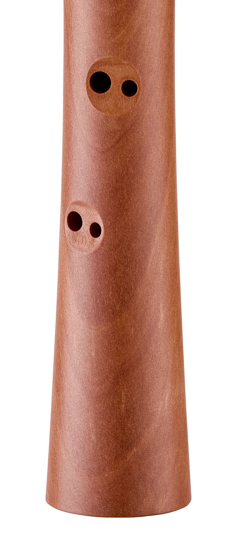 Moeck 1212 school soprano recorder in natural pearwood – lower finger-hole detail