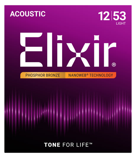 Elixir 16052 NANOWEB Phosphor Bronze 12/53 Light – front of package