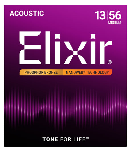 Elixir 16102 NANOWEB Phosphor Bronze 13/56 Medium – front of package