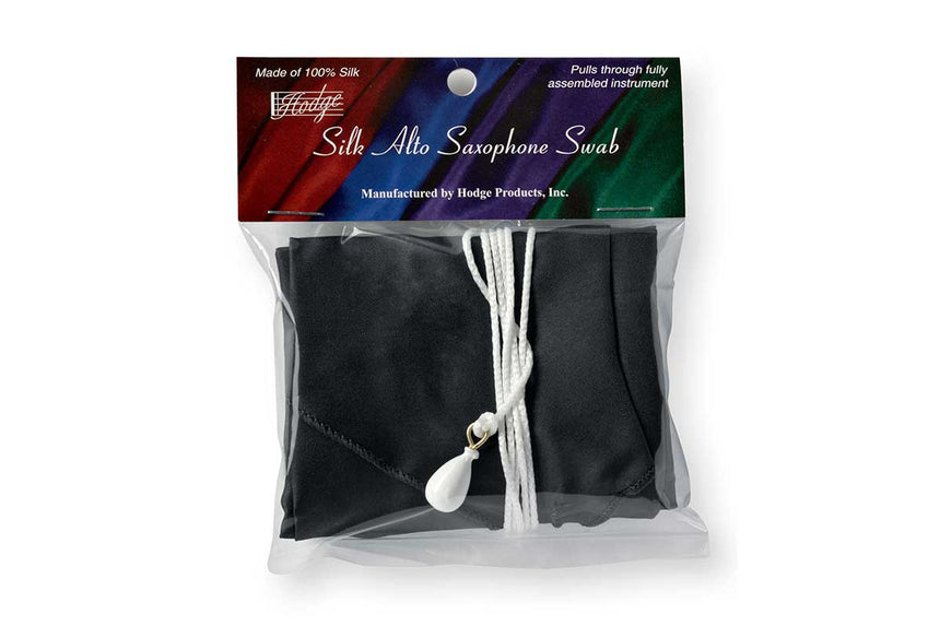 Écouvillon Hodge en soie pour saxophone alto, noir – emballage pour saxophone alto