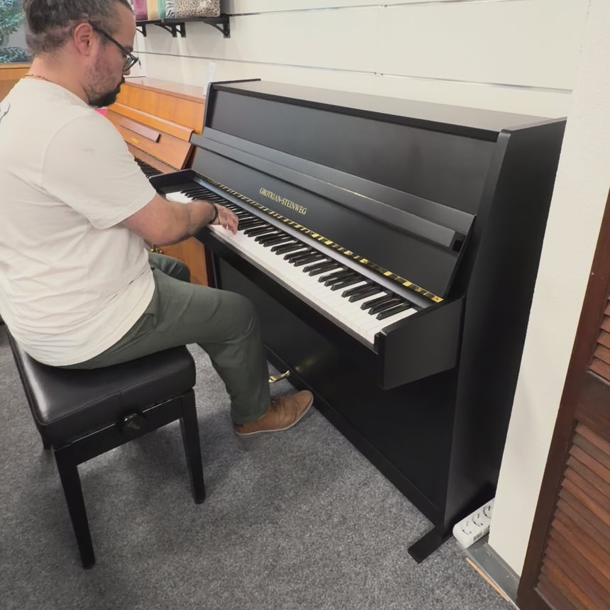 GROTRIAN-STEINWEG 110 Upright Piano, Second-Hand, Black Satin, Built 1973 – Excellent Condition with Renner Action (Pre-Owned)