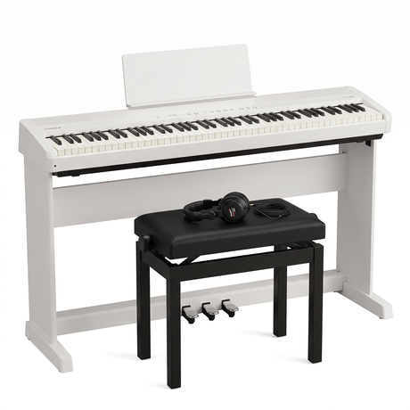 Roland FP-40 Digitalpiano-Bundle Weiß mit Ständer, Pedaleinheit, Klavierbank & Kopfhörer – Set-Bild