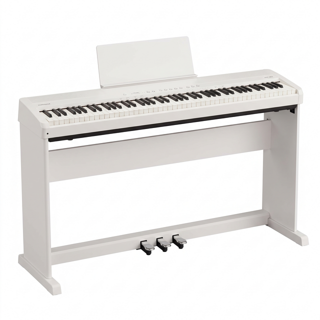 Roland FP-40 Digitalpiano-Bundle Weiß mit Ständer KSF-40 & Pedaleinheit KPD-70 – Set-Bild