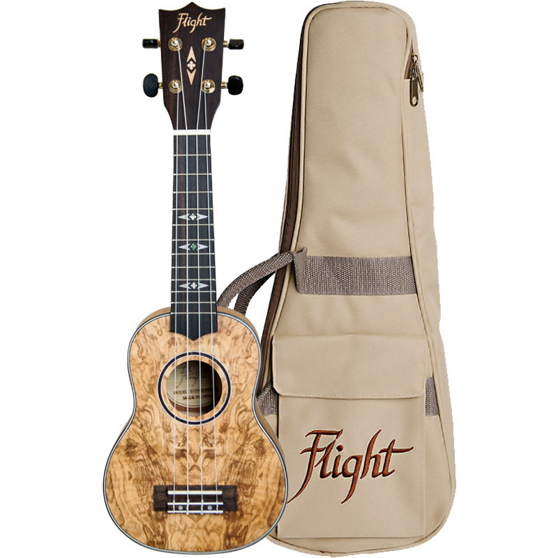 FLIGHT DUS410 QA Quilted Ash Sopran Ukulele mit Tasche - Musik-Ebert Gmbh