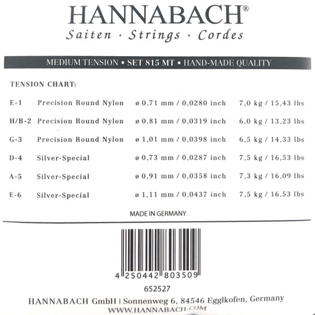 Hannabach Silver Special Serie 815 Konzertgitarren Saitensatz - Musik-Ebert Gmbh