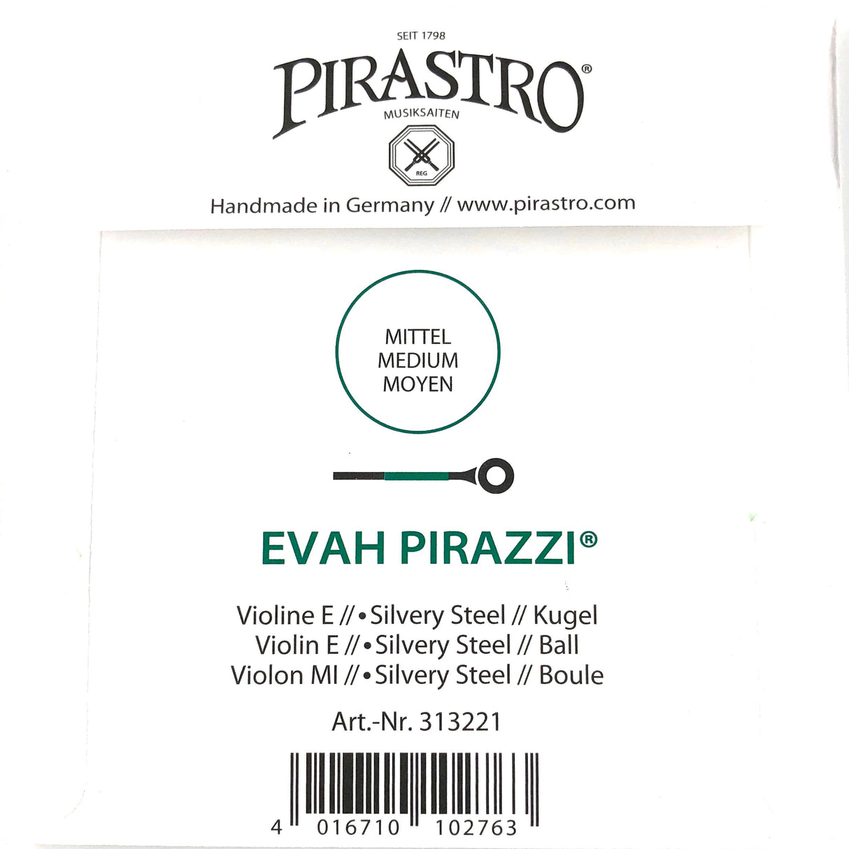 Pirastro Evah Pirazzi Violin Einzelsaite E mit Kugel 4/4 - Musik-Ebert Gmbh