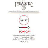 Pirastro Tonica Violin Einzelsaite E mit Kugel 3/4-1/2 - Musik-Ebert Gmbh