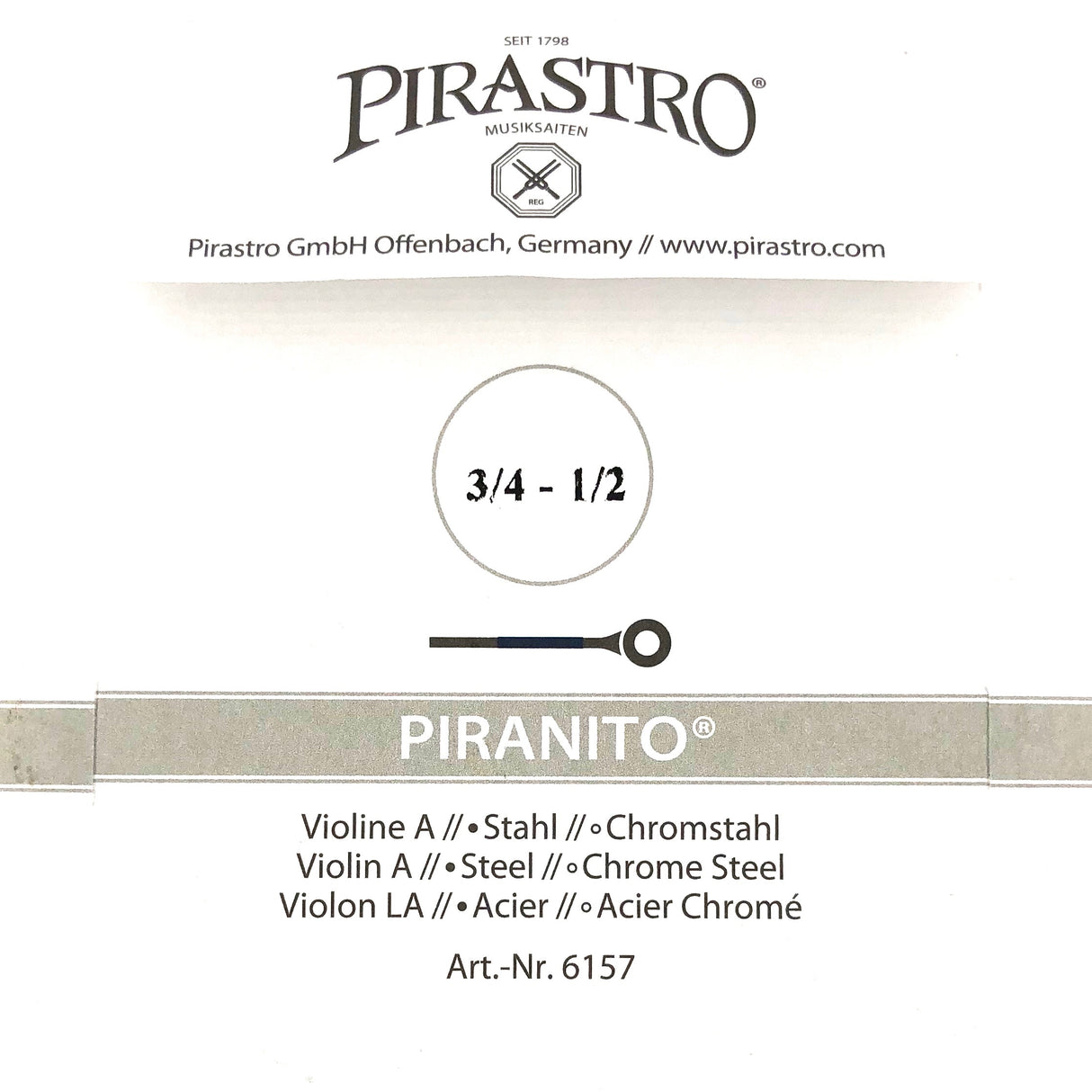 Pirastro Piranito Violin Einzelsaite A mit Kugel 3/4-1/2 - Musik-Ebert Gmbh