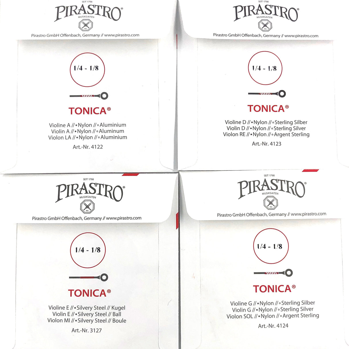 Pirastro Tonica Violinsaiten Satz 1/4-1/8 - Musik-Ebert Gmbh