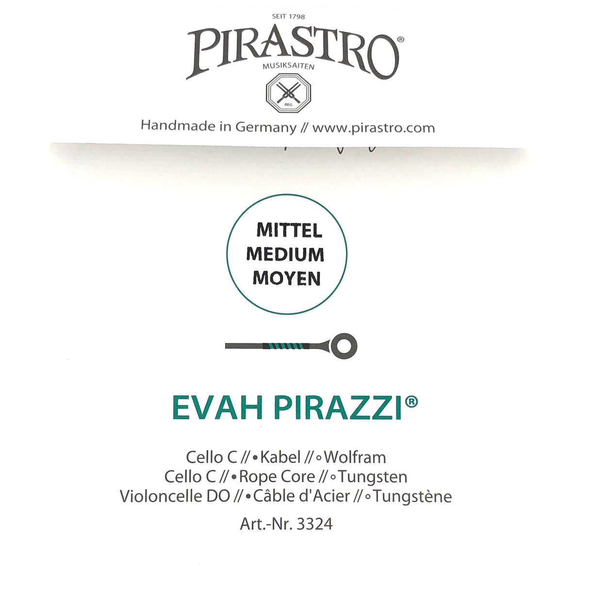 Pirastro Evah Pirazzi Cello Einzelsaite C mit Kugel Medium 4/4 - Musik-Ebert Gmbh