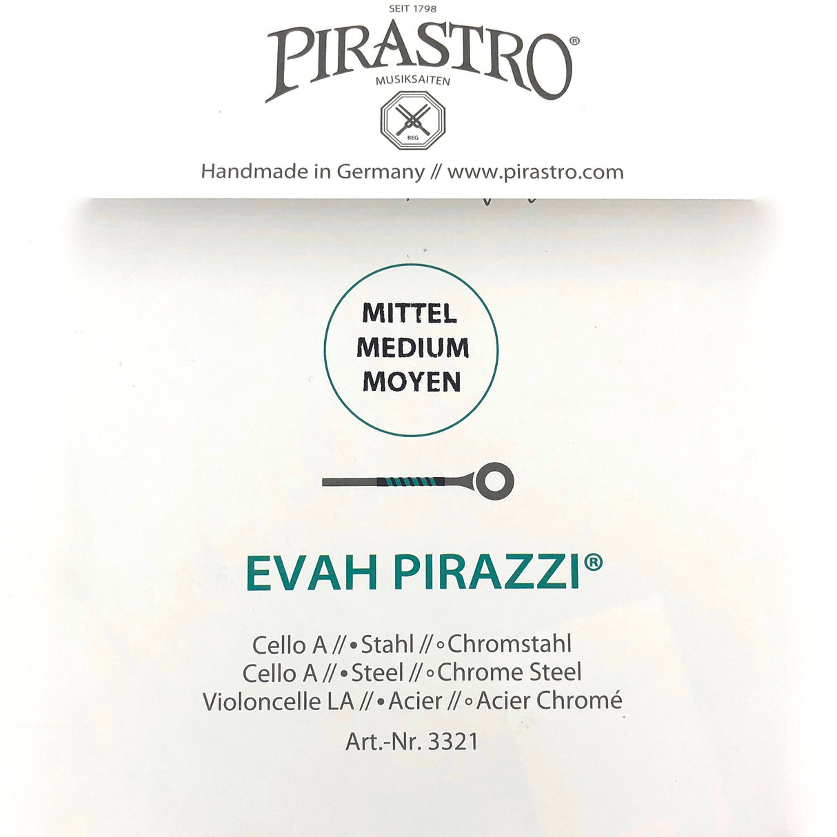 Pirastro Evah Pirazzi Cello Einzelsaite A mit Kugel Medium 4/4 - Musik-Ebert Gmbh