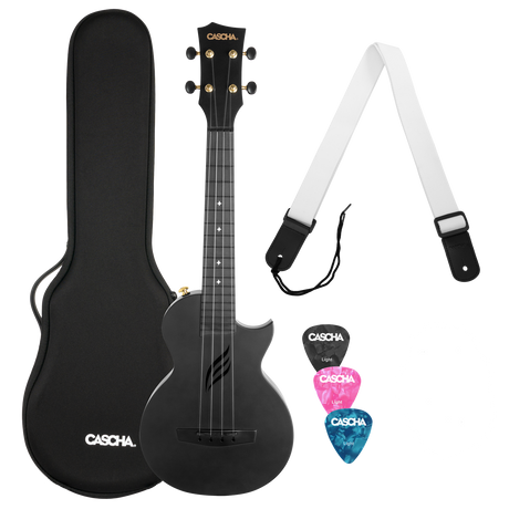 CASCHA Carbon Konzert Ukulele inkl. Tasche, Gurt - Musik-Ebert Gmbh