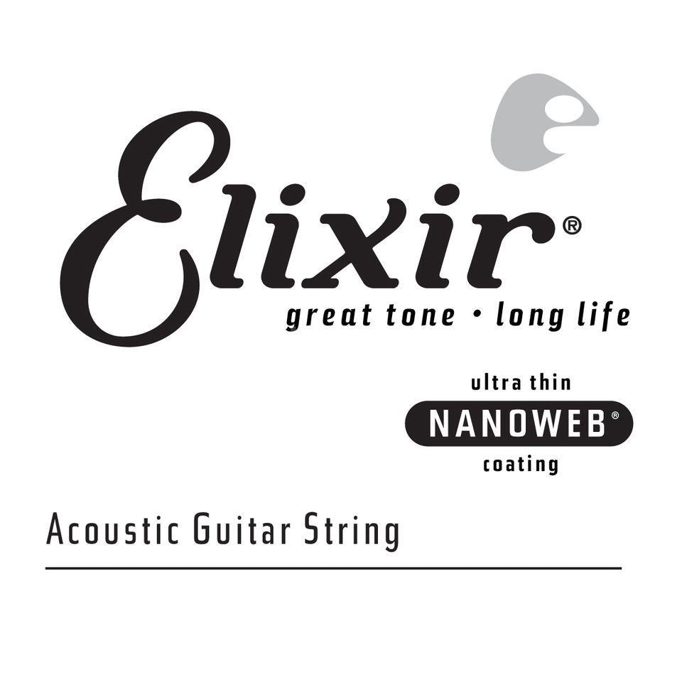 Elixir Nanoweb Einzelsaiten Stahl Phosphor Bronze für Western Gitarre, verschiedene Stärken - Musik-Ebert Gmbh
