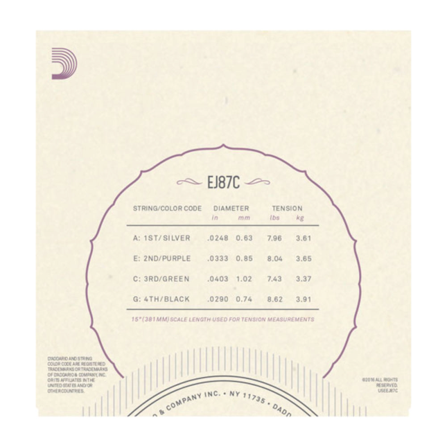 D'Addario EJ87C Titanium Ukulelensaiten Satz, Konzert - Musik-Ebert Gmbh
