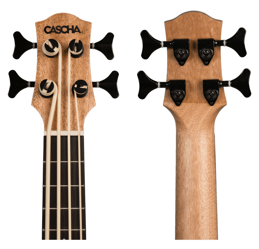 CASCHA Bass Ukulele aus Mahagoni I Bass Ukulele mit Tasche Stimmgerät Tonabnehmersystem HH2175 - Musik-Ebert Gmbh